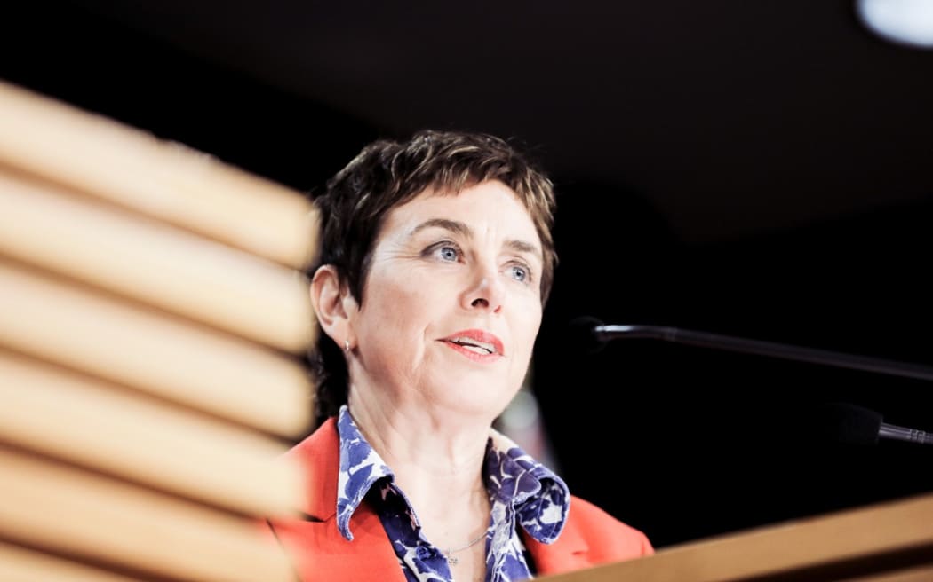 Joint head of Managed Isolation and Quarantine Megan Main at a media conference on 4 August 2021.