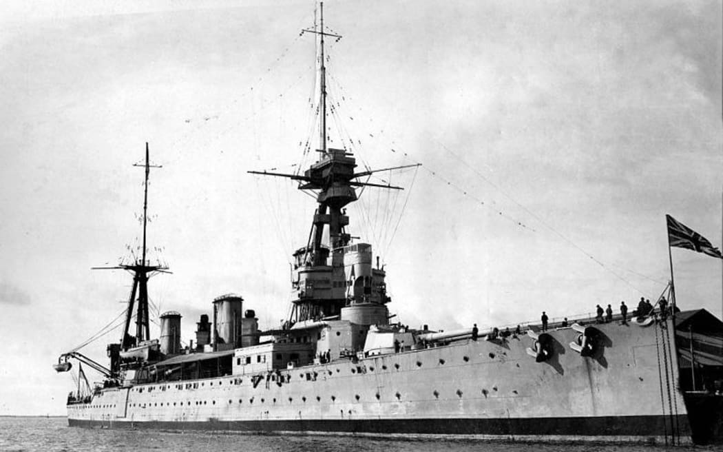 Indefatigable class battle cruiser HMS New Zealand berthed at Outer Harbour, South Australia.