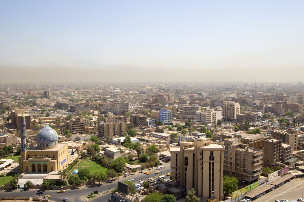 The city of Baghdad, capital of Iraq.