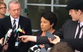 Minister for Social Development Paula Bennett addresses the media in Ashburton.
