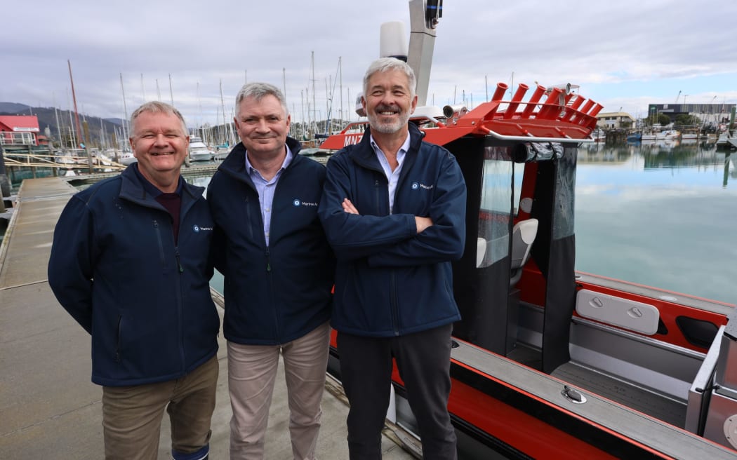Marine AI's Steve Thomas, Bob Cumming, and Sean Doggett, unveiled their vessel loaded with the new self-driving technology on Friday.