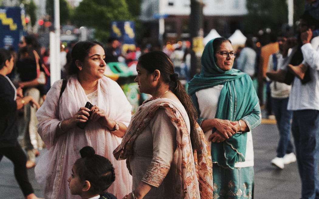 Participants come together on Queen Street to celebrate the 2023 BNZ Auckland Diwali Festival.