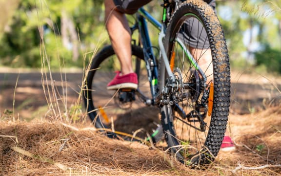 Riding mountain bike in the forest for a healthy life.