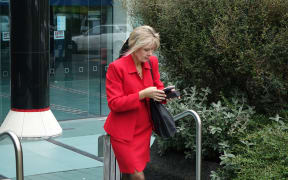 Mrs Hagaman leaving court