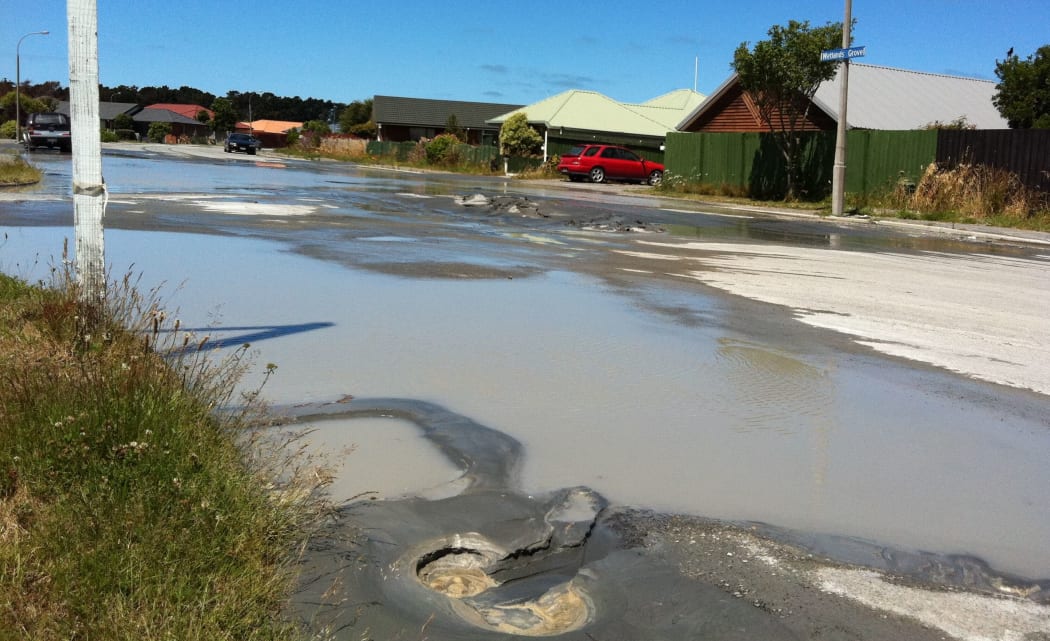 Liquefaction following a swarm of earthquakes in Christchurch in December 2011.