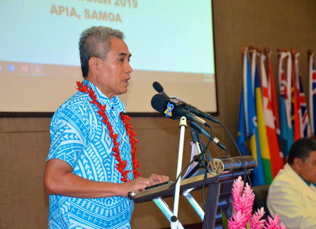 Samoan Finance Minister Sili Epa Tuioti at the Commonwealth Global Biennial Conference on Small States in Apia today