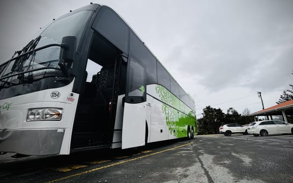 An Intercity bus seen at the Kaiwaka bus stop on Monday.