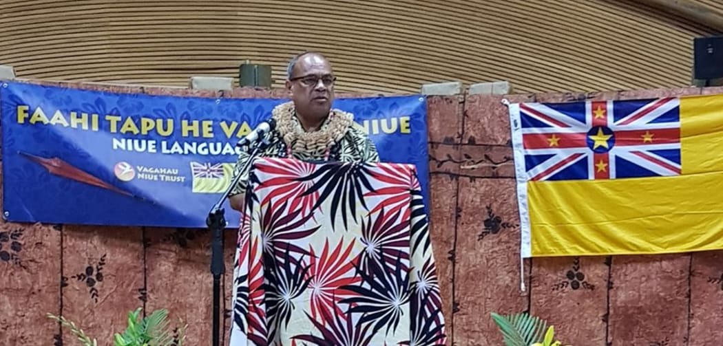 Minister for Pacific Peoples Aupito William Sio opens the Niuean Language Week.