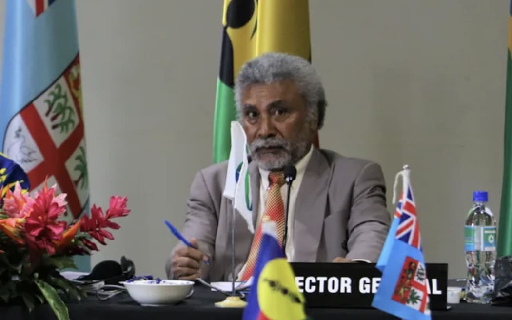 MSG director general Leonard Louma at the opening of the 22nd MSG Leaders' Summit foreign ministers' meeting in Port Vila. 21 Aug. 2023.