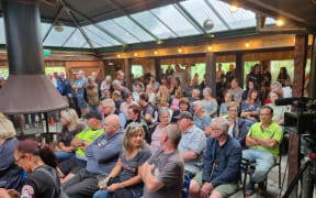 About 200 people attended a meeting at Bay View, Napier, on security after Cyclone Gabrielle, Tuesday 28 February 2023.