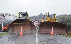 Te Reina bridge closed ahead of the storm on 13 April, 2022.