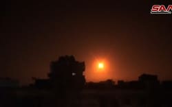 n image grab obtained from handout footage released by the official Syrian Arab News Agency (SANA) on February 14, 2020, reportedly shows footage of Syrian air defence firing into the sky.