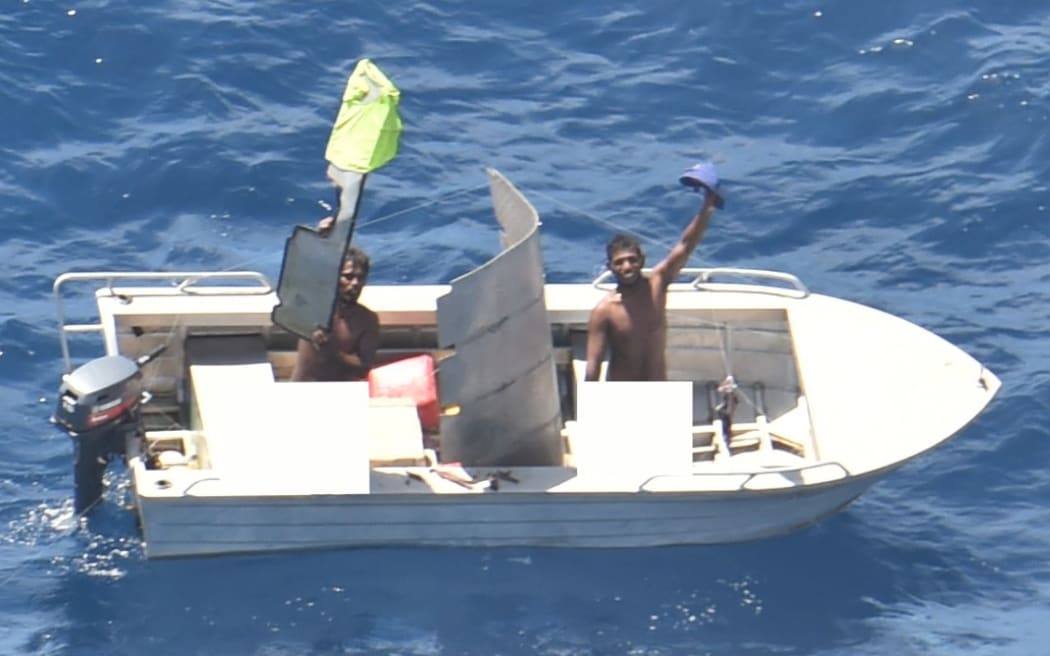 Two Kiribati fishermen have been found after a search by crew on an Air Force Orion