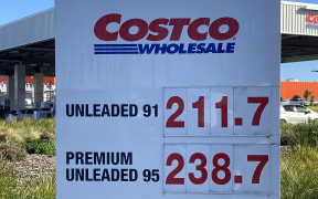 Fuel price board at Costco, West Auckland, 14 June 2023.