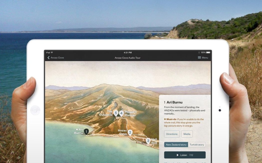 A screenshot of the Ngā Tapuwae Gallipoli application.