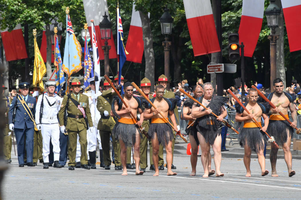 Troops from Australia and New Zealand were among the 3000 soldiers to march in the parade in Paris.