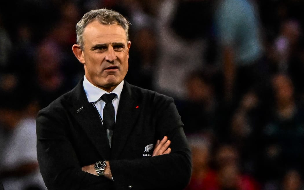 Scott McLeod (R). Rugby World Cup France 2023, New Zealand All Blacks v Namibia pool match at Stadium de Toulouse, Toulouse, France on Friday 8 September 2023. Photo credit: Thierry Breton / Panoramic / www.photosport.nz