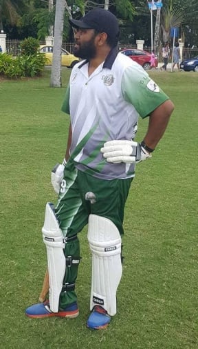 Joe Rika padded up in club cricket.