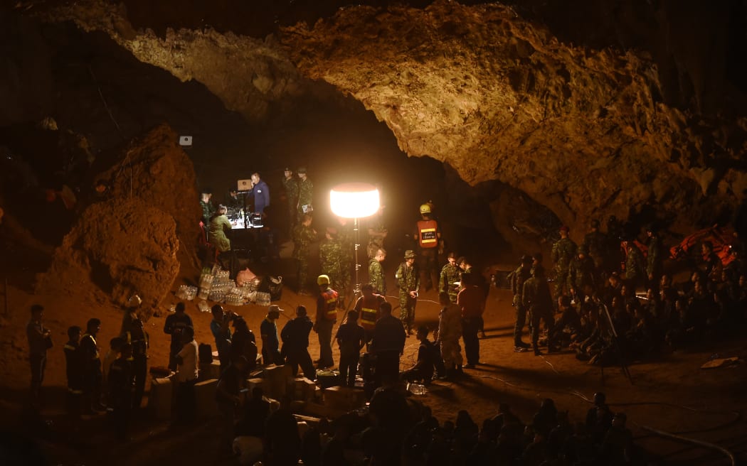 Thai soldiers working to rescue the boys from deep in a cave in July.