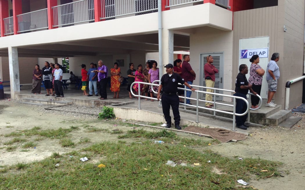 Voters lined up Monday in Majuro to cast votes in the national election. The preliminary results show support for new and opposition candidates, while many Cabinet ministers are facing strong challenges to their reelection.