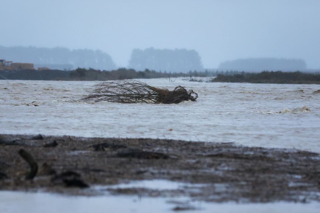 Flooding at Selwyn River on 31 May, 2021 after heavy rainfall.