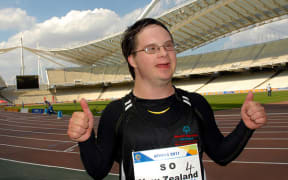 Andrew Oswin after winning gold in shot put at the 2011 Special Olympics World Summer Games