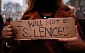 Activists protesting violence against women and new police powers contained in the government's Police, Crime, Sentencing and Courts Bill demonstrate in Parliament Square in London, England, on March 16, 2021.