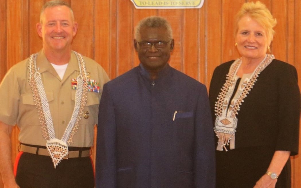 Brigadier General Robert Sofge Jr, Deputy Commander US Marines, Manasseh Sogavare, H.E Katherine Ebert-Gray.