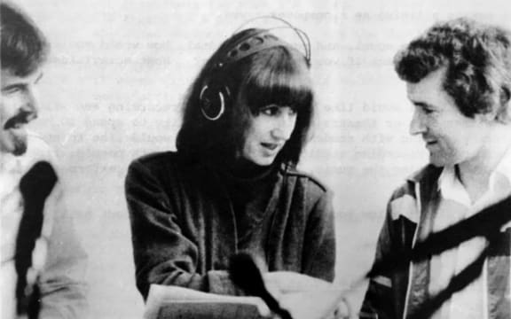 Dorothy Buchanan working with Rob Brittendon (left) and Tony Brittendon on Lincoln County Incident (1981)