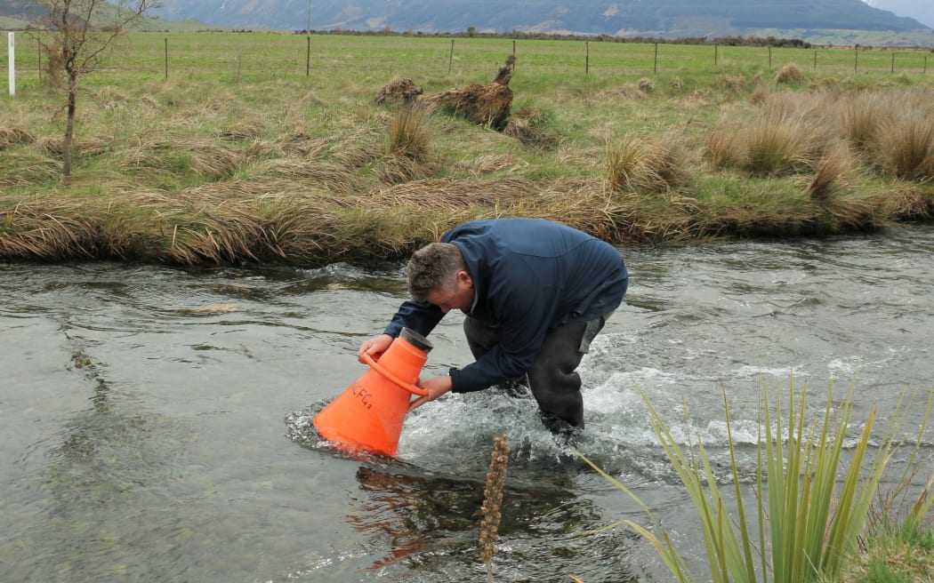 Steve Terry with a bathyscope in the Glenariffe stream
