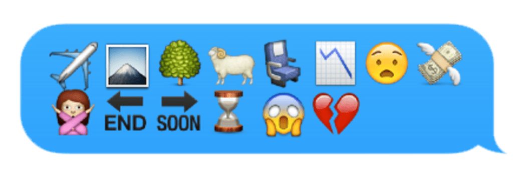 A screenshot of an iPhone message in emoji