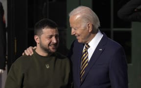 US President Joe Biden meets with President of Ukraine Volodymyr Zelensky at the White House on 21 December 2022.