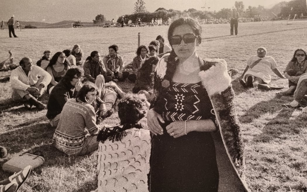 Hana Te Hemara at Ngā Tamatoa events during the early 1970s.