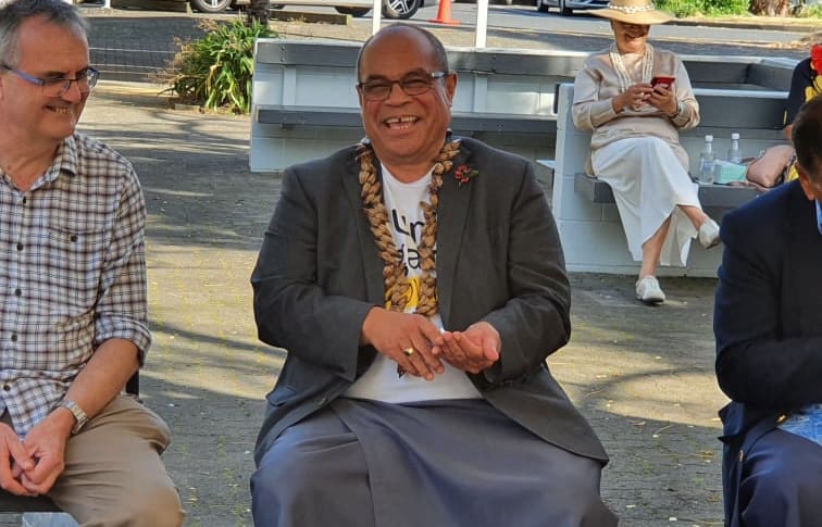 Aupito William Sio at Otara's vaccination centre