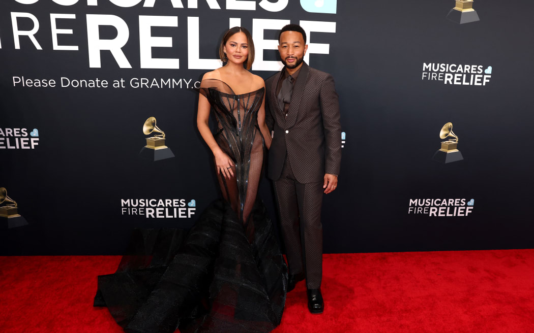 Chrissy Teigen and John Legend attend the 67th Annual GRAMMY Awards on February 02, 2025 in Los Angeles, California.