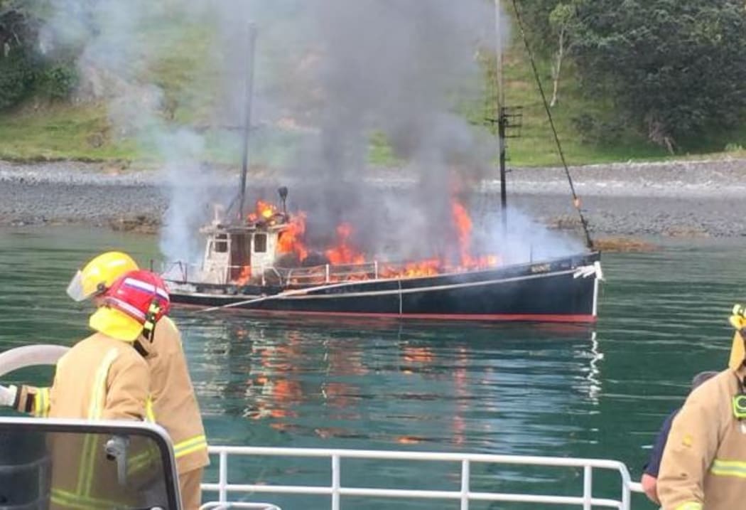 The boat caught on fire shortly before 7am.