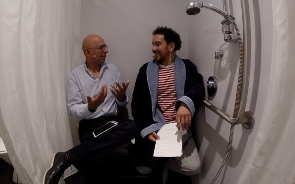 Psychologist Sarb Johal joins James in the shower.