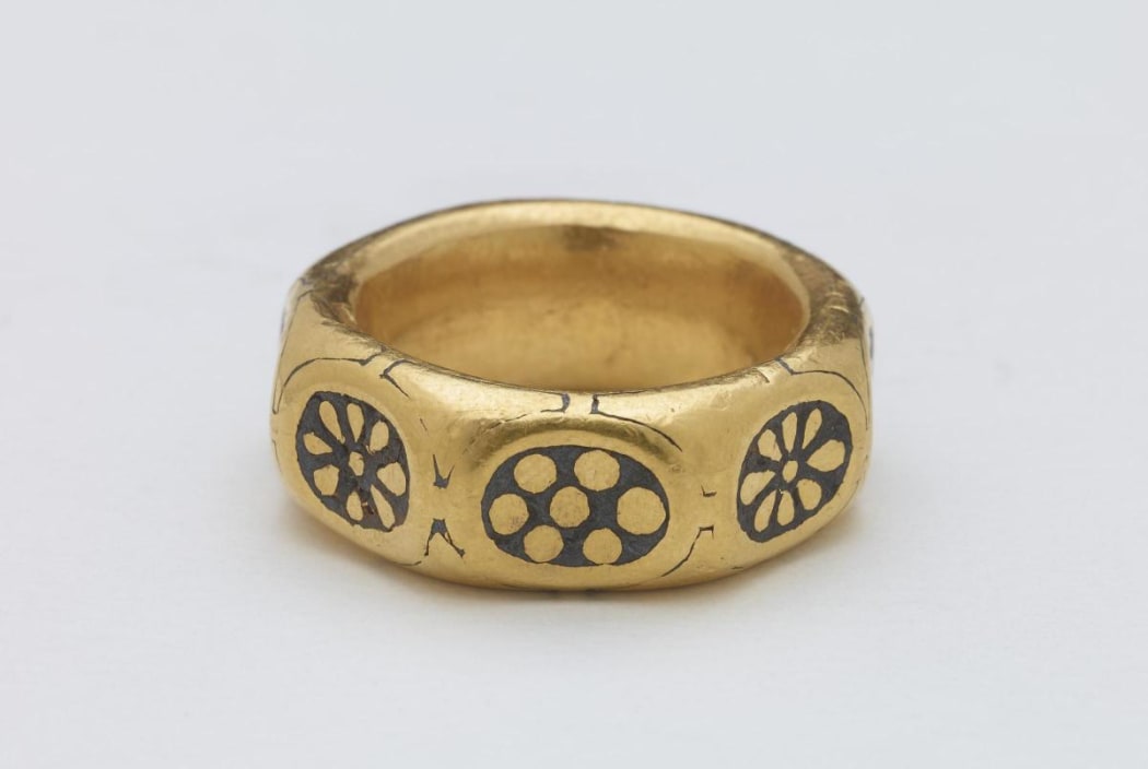 A gold ring, that was part of the Leominster Hoard.
