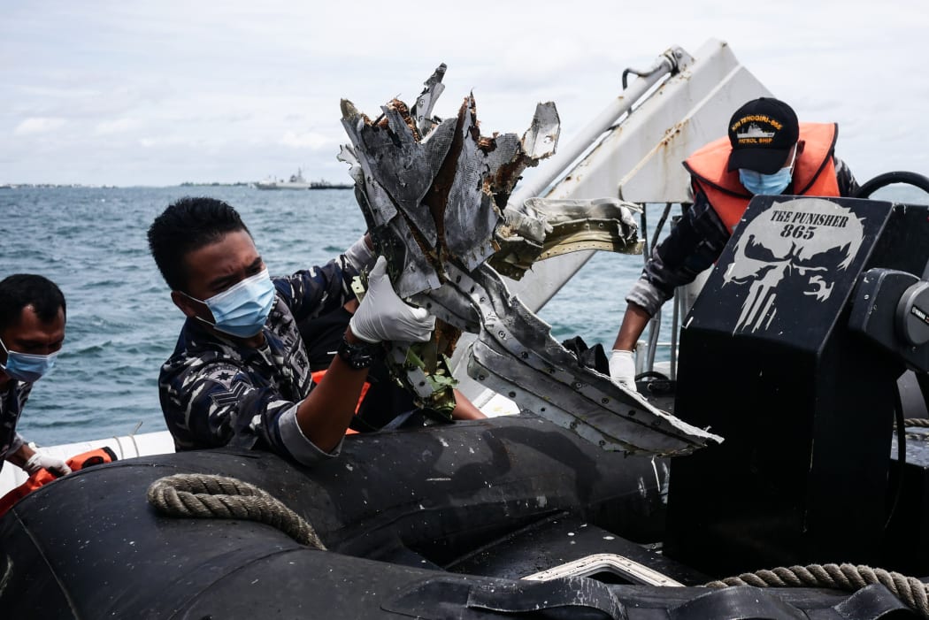 JAKARTA, INDONESIA - JANUARY 12: Indonesian Navy find parts of wreckage of Indonesian Sriwijaya Air Flight 182 Boeing 737, at Java Sea, in Jakarta, Indonesia on January 12, 2021.