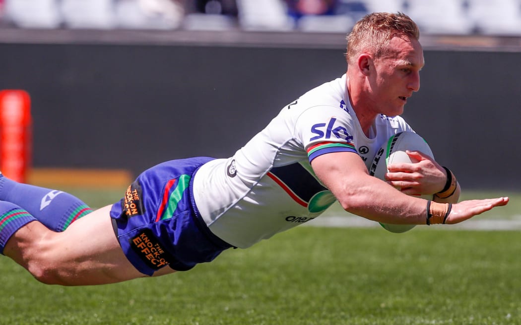 Tanah Boyd scores. NRL State Championship - Warriors v Burleigh Bears at Accor Stadium, Sydney.