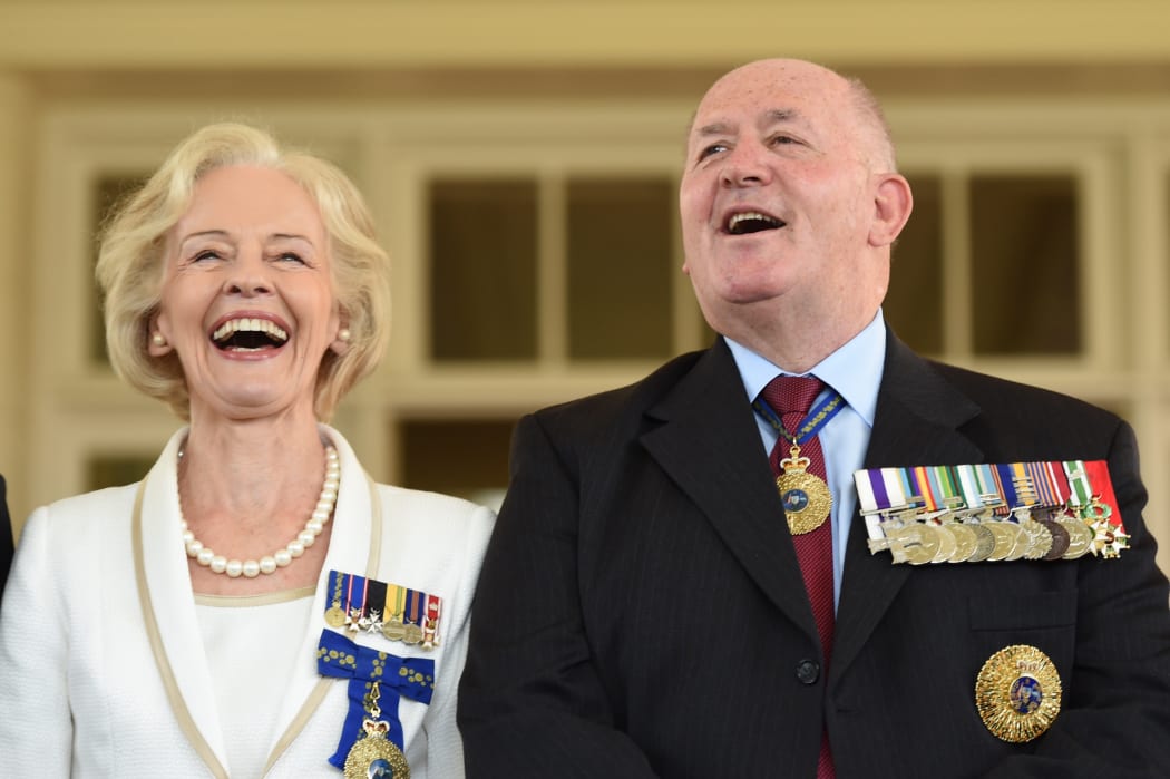 Dame Quentin Bryce, left, and Sir Peter Cosgrove at a reception at Government House in Canberra on 13 February to mark 40 years of the Australian honours system.