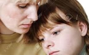 mother daughter sad