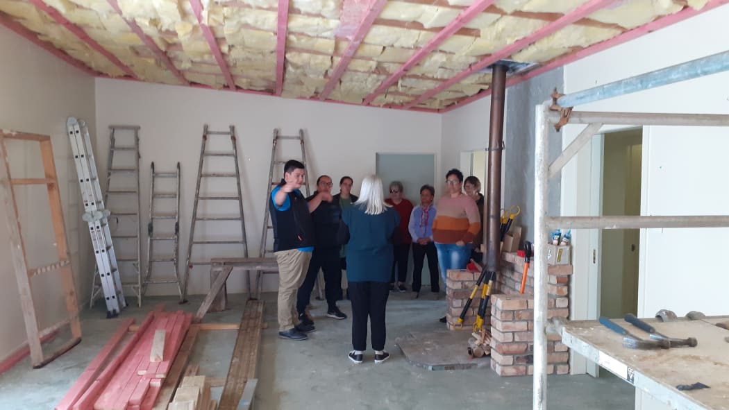Whānau inspect an early start to work at Mākaranui Marae on a Ngāti Tamakana hapū, Uenuku iwi papakāinga between Ohakune and Raetihi.