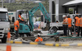 A water pipe has burst at Parumoana Street, Porirua on 11 November, 2022.