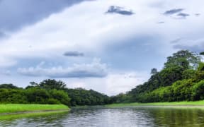The Amazon River in the late afternoon near Leticia, Colombia