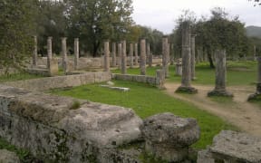 Ruins at Olympia, the home of the ancient Olympic games, near where the small statue was found.