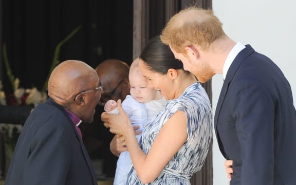 Harry and Meghan, The Duke and Duchess of Sussex and Archie at the Old Granary Building  in Cape Town, on September 25, 2019, for a meeting with Archbishop Desmond Tutu and Mrs Tutu