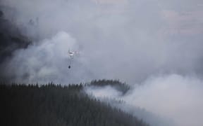 Nelson fire, aerial view over Eves Valley, Pidgeon Valley and Redwood Valley.