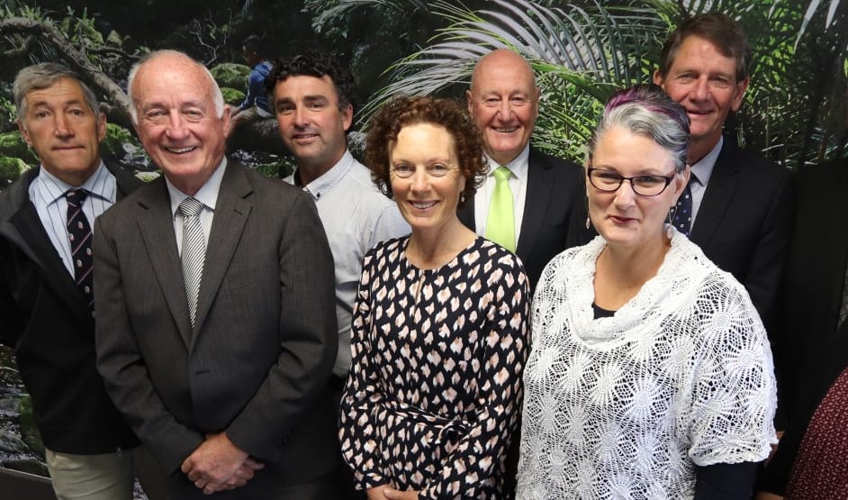 Northland Regional Council members Marty Robinson (left), John Bain, Justin Blaikie (deputy chair), Penny Smart (chair), Jack Craw, Joce Yeoman, Rick Stolwerk, Colin (Toss) Kitchen and Amy Macdonald.