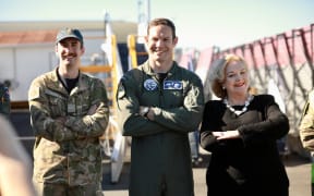 Defence Minister Judith Collins with members of the Royal New Zealand Defence Force.